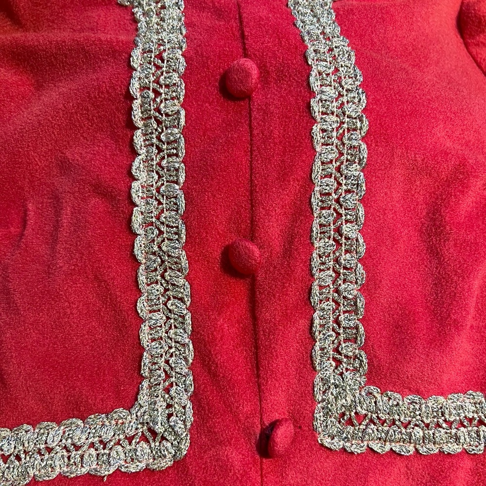 VINTAGE MCM union suit jumpsuit romper‎ wide leg pants red tinsel button front - Picture 7 of 15